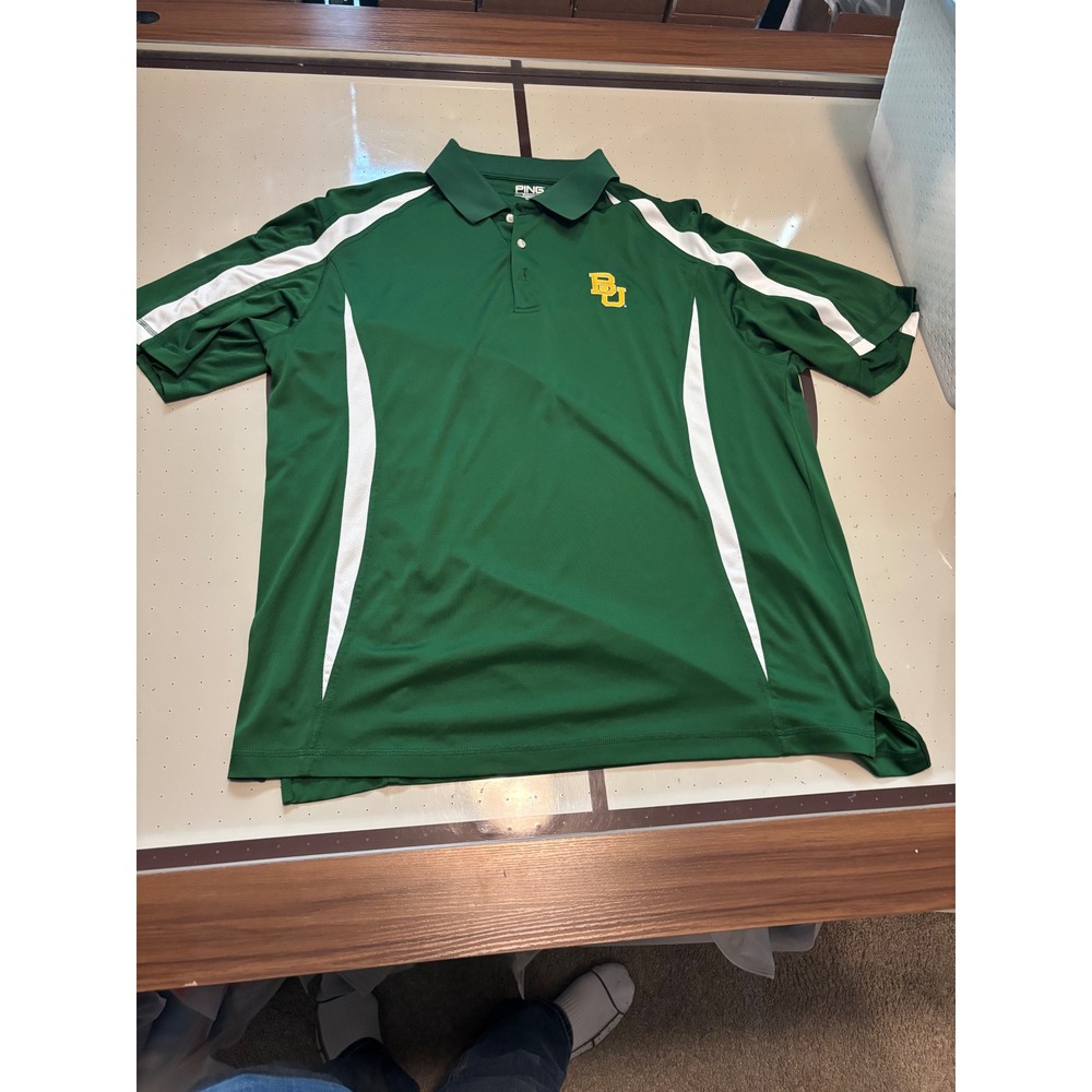 1178 Ping Performance Baylor Bears Polo Shirt Mens XL Green White Golf BU Logo